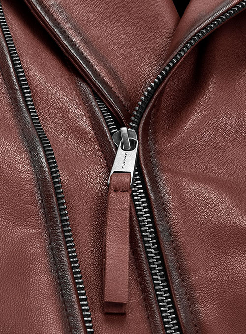 (image for) Charles Burnt Maroon Leather Jacket