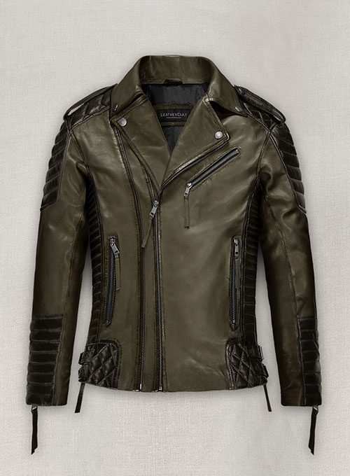 (image for) Charles Burnt Olive Leather Jacket