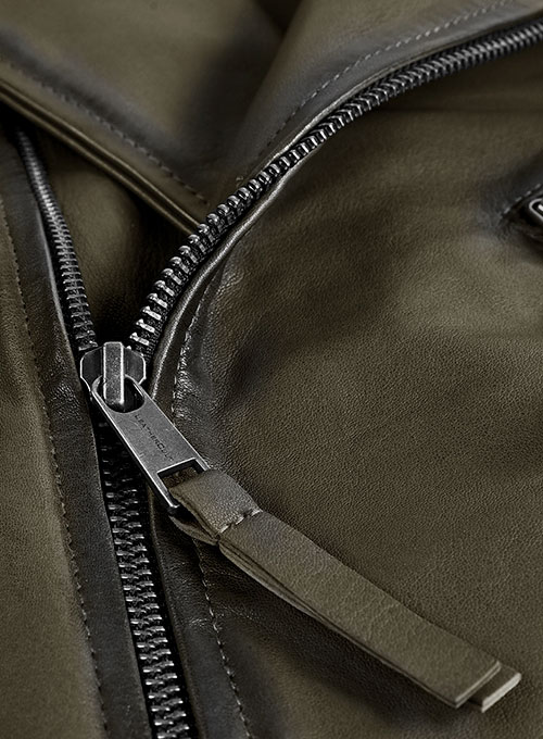 (image for) Charles Burnt Olive Leather Jacket - Click Image to Close