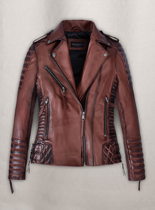 (image for) Charlotte Burnt Maroon Leather Jacket