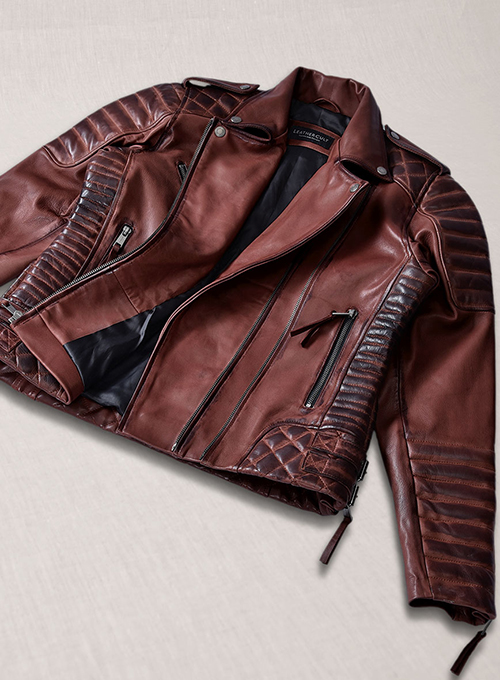 (image for) Charlotte Burnt Maroon Leather Jacket