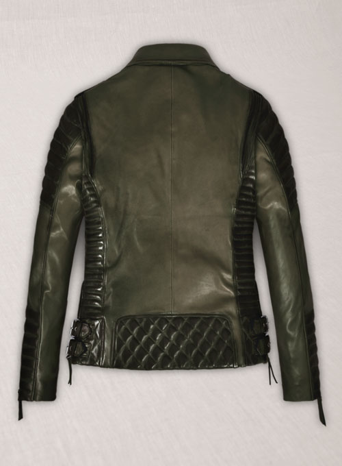 (image for) Charlotte Burnt Olive Leather Jacket