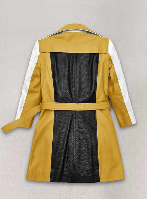 (image for) Color Contrast Leather Trench Coat