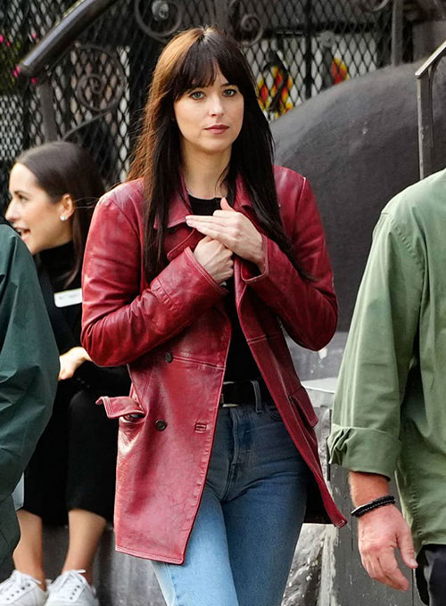 (image for) Dakota Johnson Madame Web Leather Trench Coat - Click Image to Close