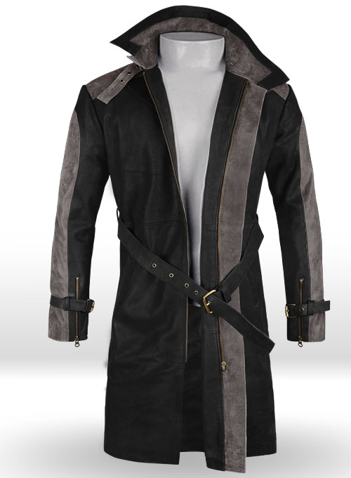 Distressed Black Aiden Pearce Watch Dog Leather Trench Coat ...