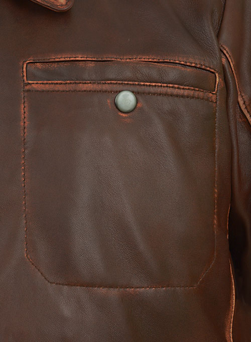 (image for) Espresso Rubbed Tan Leather Jacket