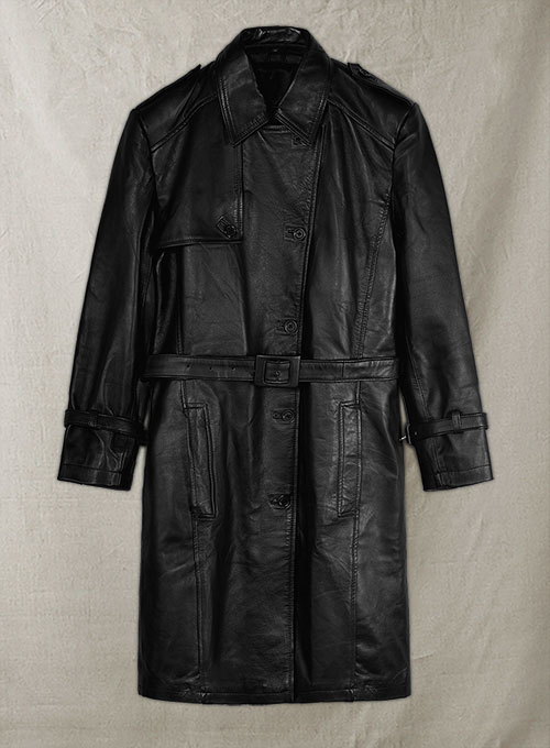 (image for) Jennifer Lopez Hustlers Leather Trench Coat