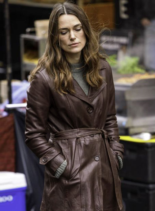 (image for) Keira Knightley Black Doves Leather Trench Coat