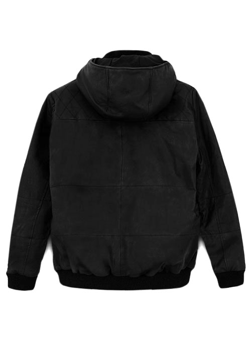 (image for) Black Stretch Leather Hood Jacket # 637 - M Regular