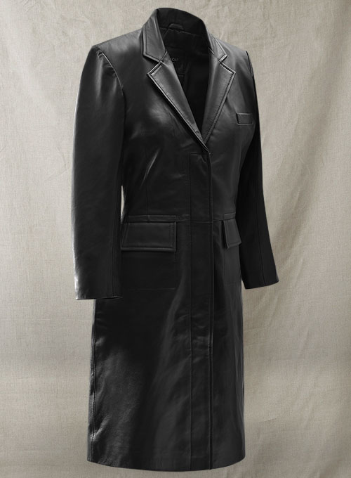 (image for) Margot Robbie Wolf Of Wall Street Leather Long Coat