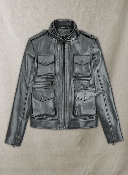 (image for) Metallic Lurex Gray Leather Jacket # 235