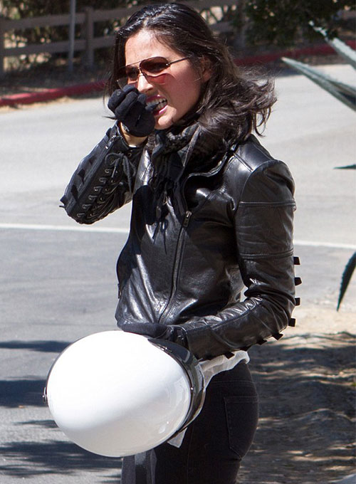 (image for) Olivia Munn Leather Jacket