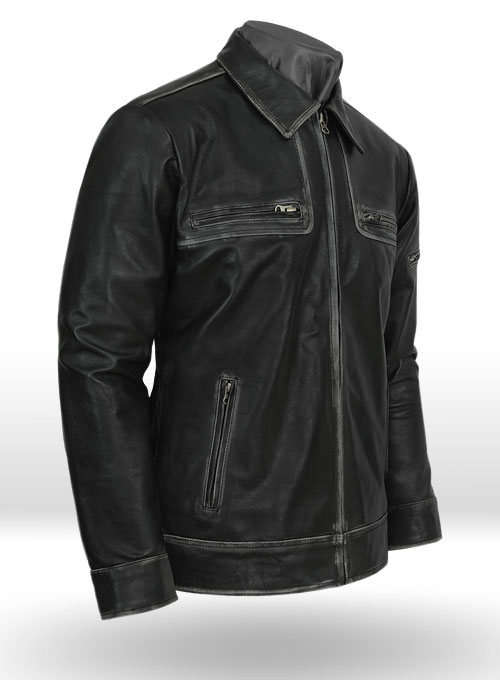 Ontario Rubbed Black Leather Jacket : LeatherCult: Genuine Custom ...