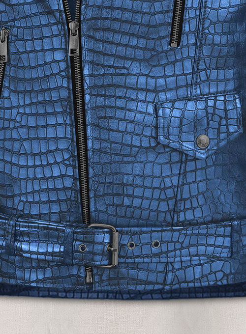 (image for) Phantom Croc Metallic Blue Leather Jacket