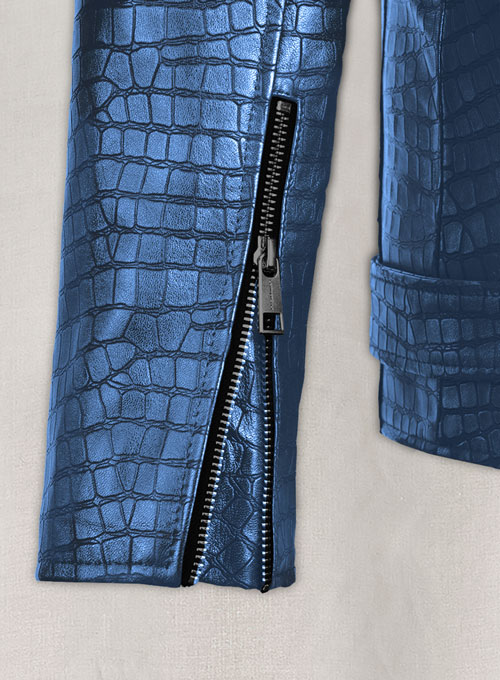 (image for) Phantom Croc Metallic Blue Leather Jacket