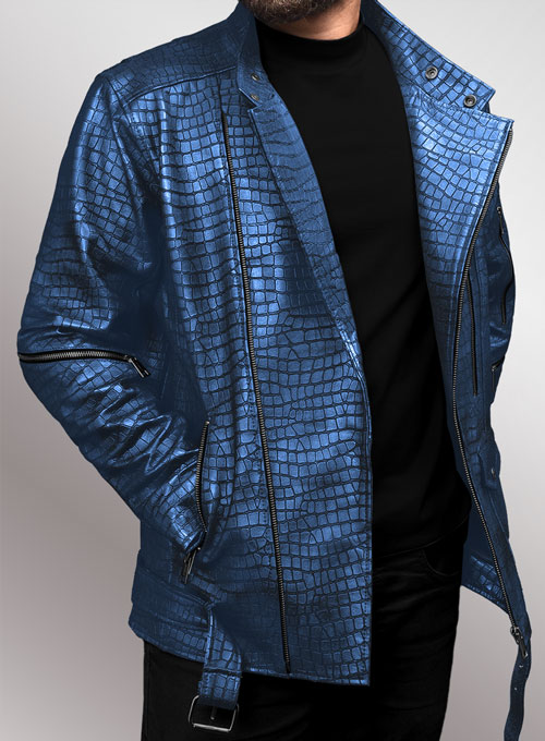 (image for) Phantom Croc Metallic Blue Leather Jacket