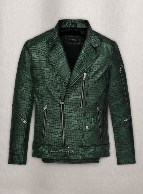 (image for) Phantom Croc Metallic Green Leather Jacket