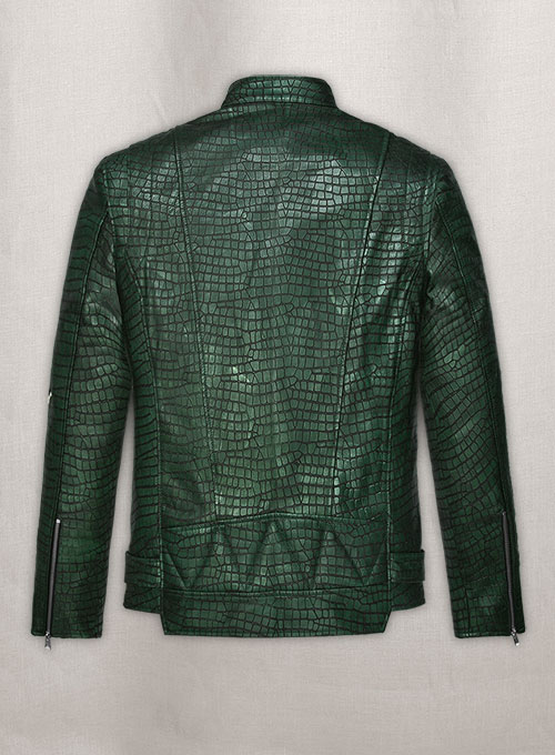 (image for) Phantom Croc Metallic Green Leather Jacket