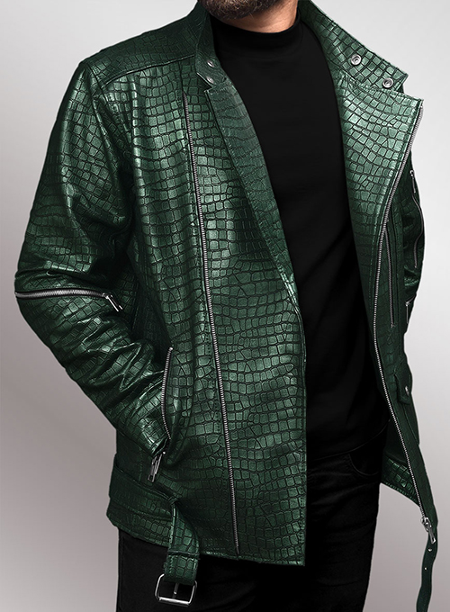 (image for) Phantom Croc Metallic Green Leather Jacket