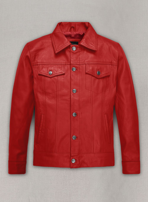 (image for) Red Leather Trucker Jacket