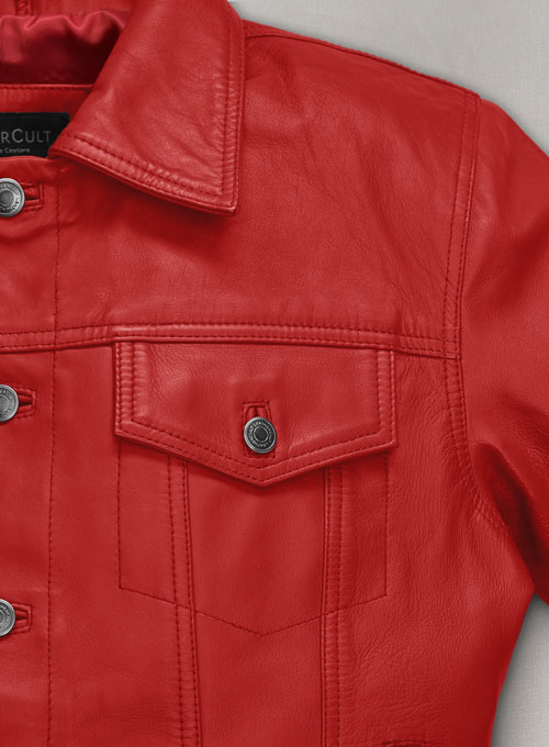 (image for) Red Leather Trucker Jacket