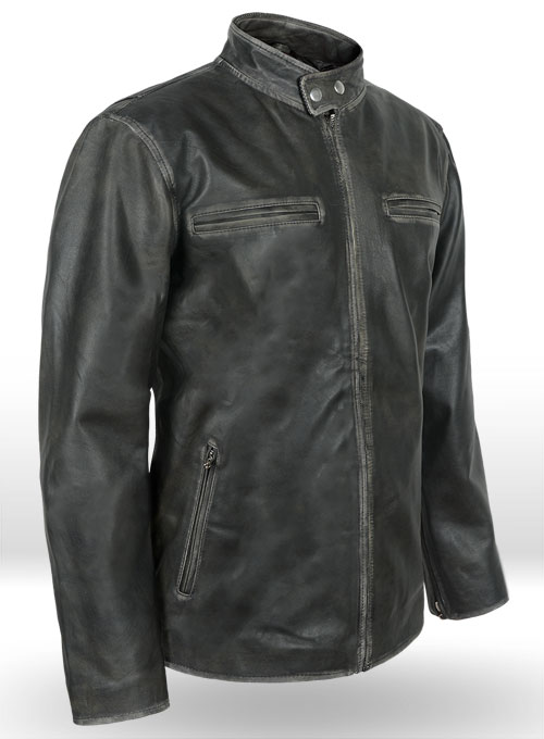 (image for) Rubbed Charcoal Mark Wahlberg Daddys Home Leather Jacket