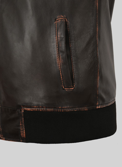 (image for) Rubbed Dark Brown Lionel Messi Leather Jacket #1