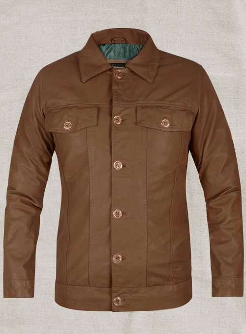 (image for) Soft King Brown Washed Mark Wahlberg Leather Jacket - L Regular