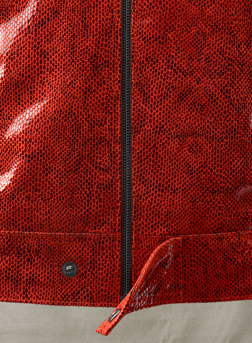 (image for) Shiny Red Python Leather Jacket #889