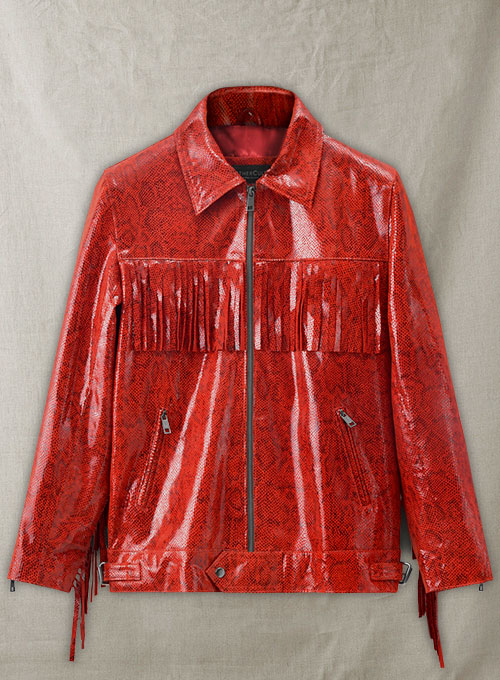 (image for) Shiny Red Python Leather Jacket #889