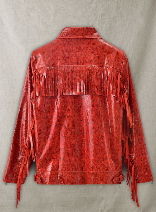 (image for) Shiny Red Python Leather Jacket #889