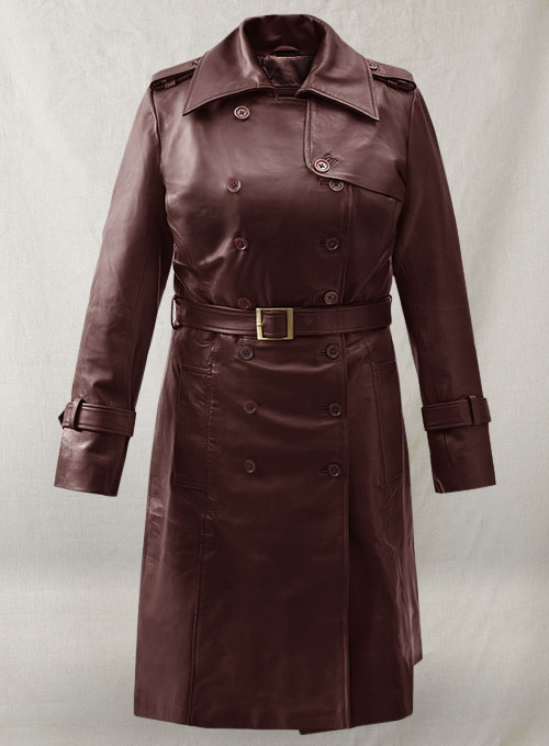 (image for) Soft Maroon Wax Halcon Leather Trench Coat