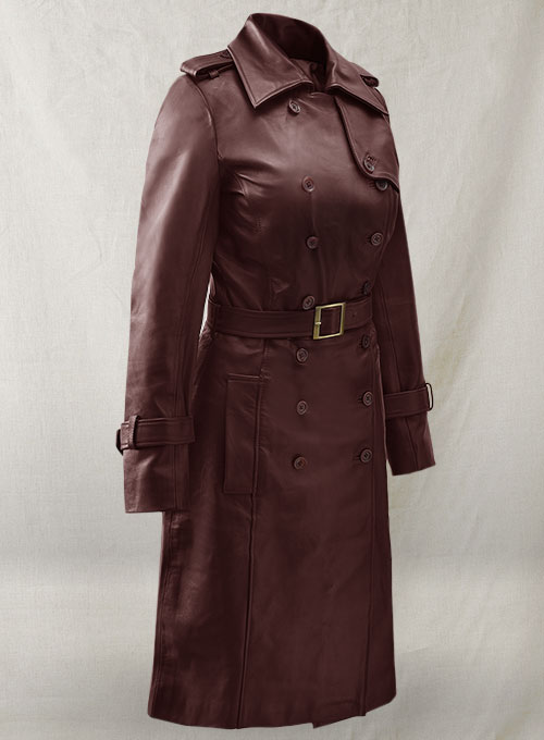 (image for) Soft Maroon Wax Halcon Leather Trench Coat