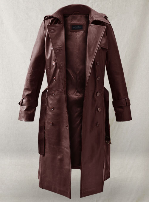 (image for) Soft Maroon Wax Halcon Leather Trench Coat