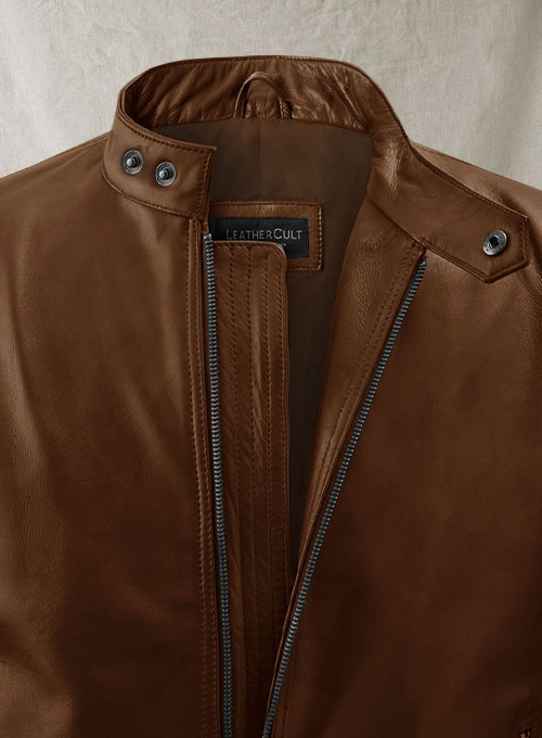 (image for) Spanish Brown Michael Fassbender Leather Jacket #2