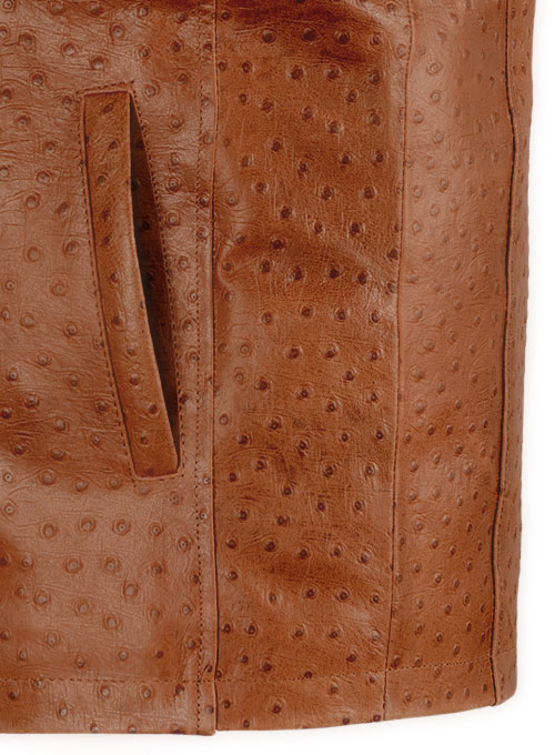 (image for) Tan Brown Ostrich Leather Hipster Jacket #2