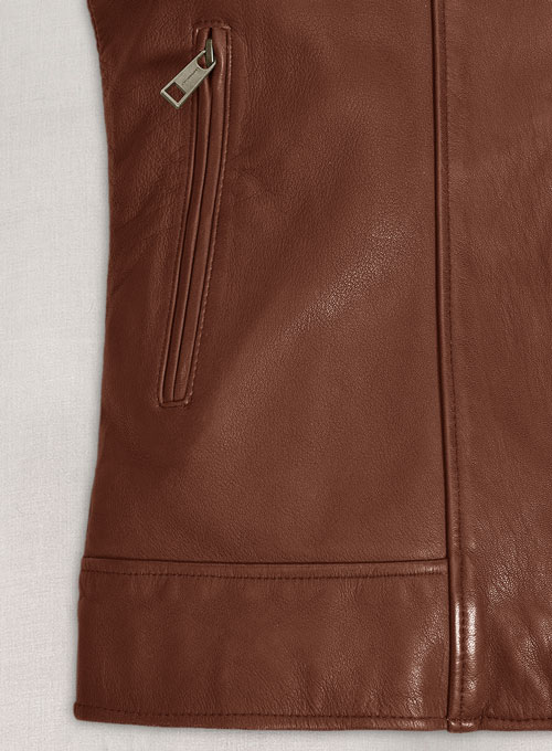 (image for) Tan Brown Washed & Wax Taylor Lautner Leather Jacket - Click Image to Close