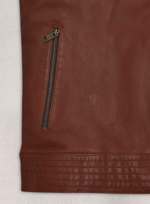 (image for) Tan Brown Washed and Wax Leather Jacket # 707