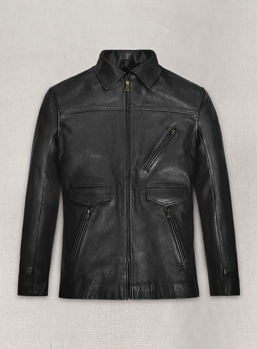 (image for) Thick Goat Black Washed and Wax Johnny Depp Leather Jacket #3