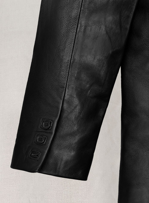 (image for) Thick Goat Black Washed & Wax Medieval Leather Blazer