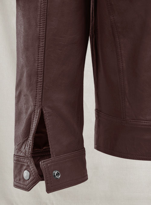 (image for) Thunder Storm Burgundy Biker Leather Jacket