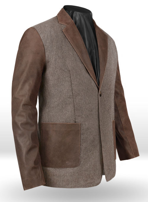 Tweed Leather Combo Blazer # 652 : LeatherCult.com, Leather Jeans ...