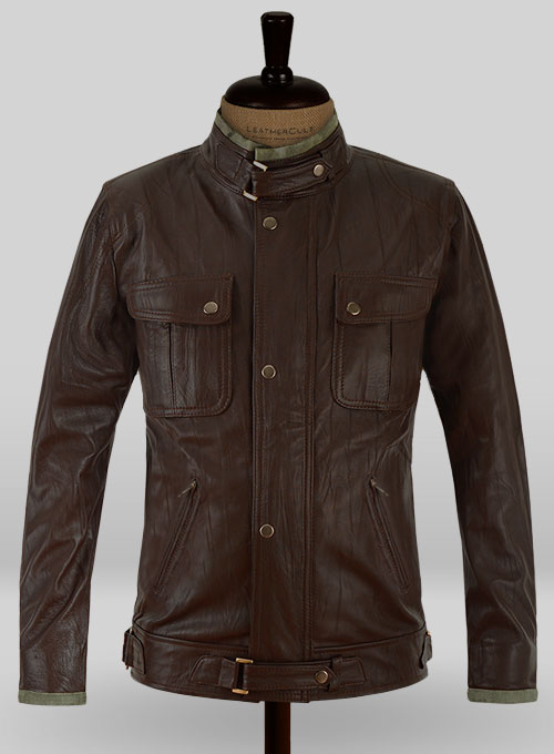 (image for) Wrinkled Brown Gerard Butler Leather Jacket #1