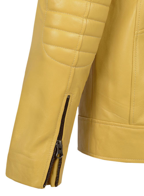 (image for) Yellow Leather Fighter T-Shirt Jacket - Click Image to Close