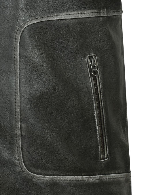 (image for) Zen Rubbed Charcoal Leather Jacket