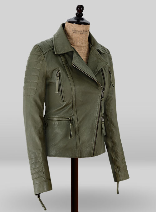 (image for) Basicallo Green Washed Leather Jacket #255