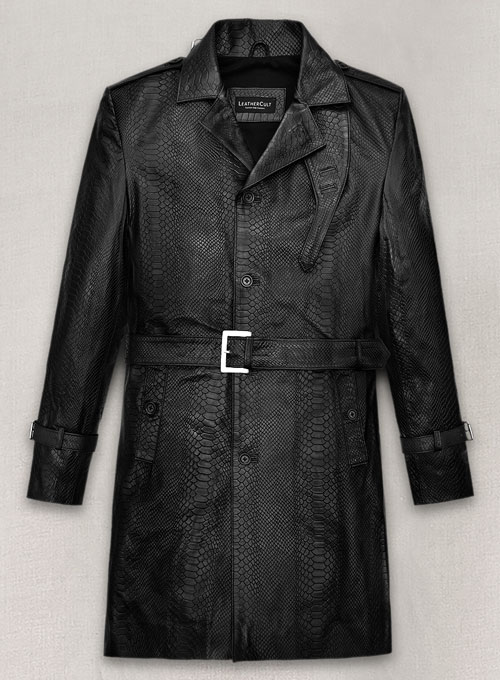 (image for) Black Python Leather Long Coat #204