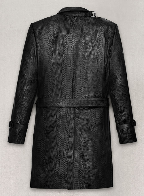 (image for) Black Python Leather Long Coat #204