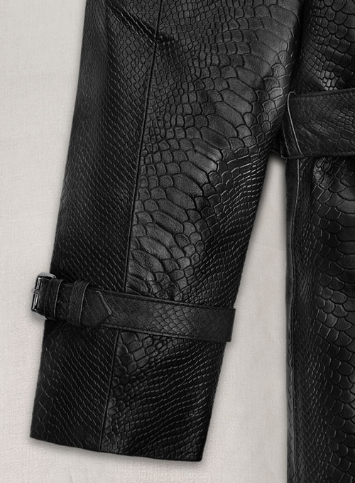 (image for) Black Python Leather Long Coat #204