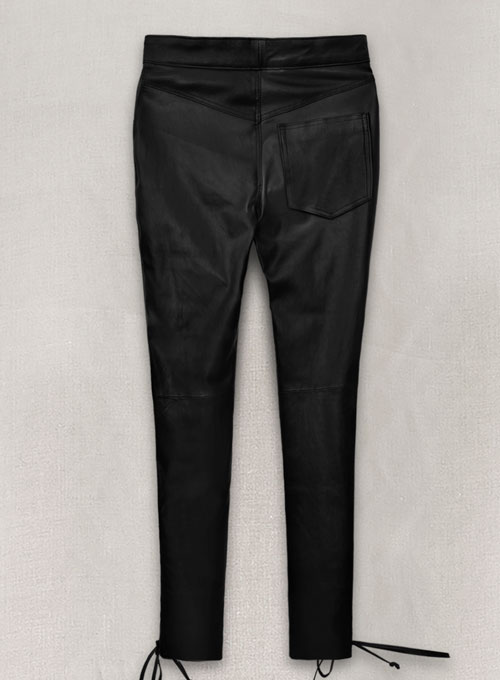 (image for) Black Stretch Cowboy Lace Up Leather Pants